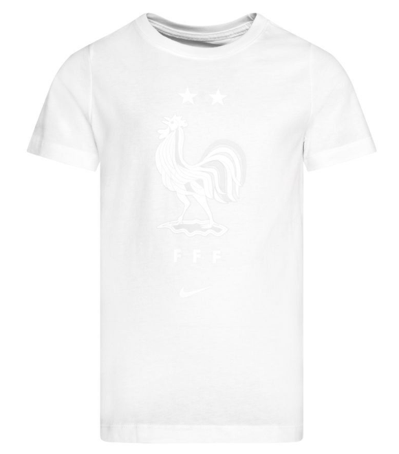 Biała junior koszulka chłopięca Nike Tee Francja FFF CD1487-100 L przód z motywem FFF