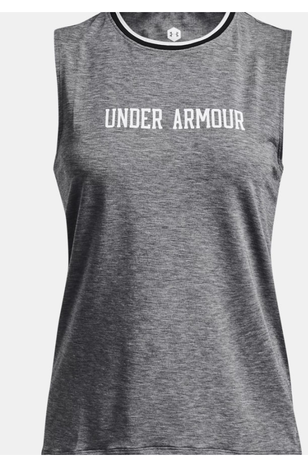 Ciemnoszary damski top Under Armour Athlete Recovery 1362555001 SM tył z prążkowanym kołnierzem