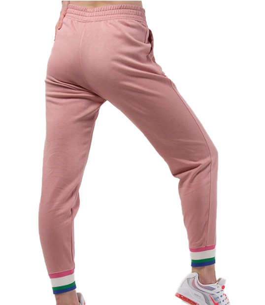 Różowe spodnie dresowe damskie Nike CU5909-685 S bok z logo Nike