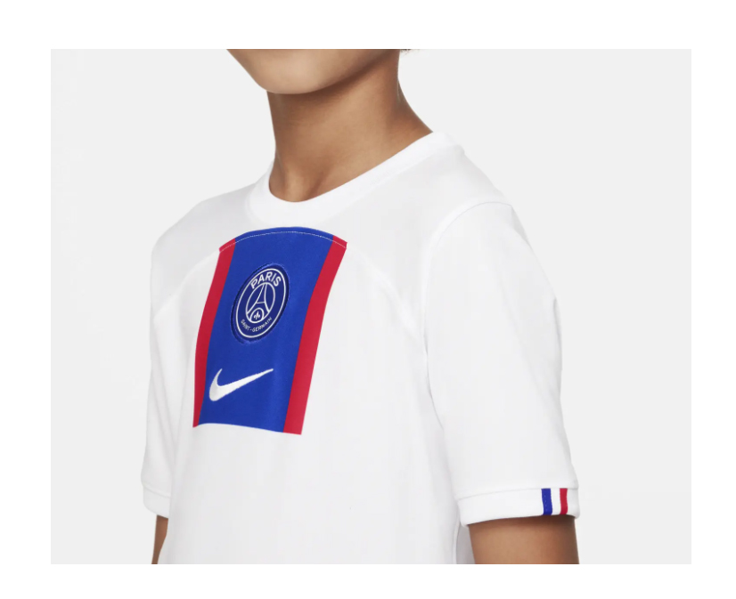 Biała koszulka dziecięca Nike PSG Stadium Third XS bok