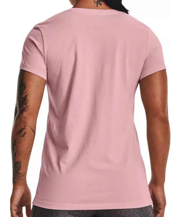 Różowy damski t-shirt Under Armour Classic Tee 1356305680 SM tył z prążkowanym kołnierzem