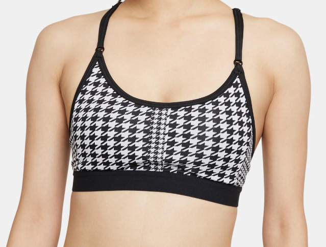 Biustonosz sportowy damski Nike Indy Dri-FIT Icon Clash pepitka XS DD1086-010 przód