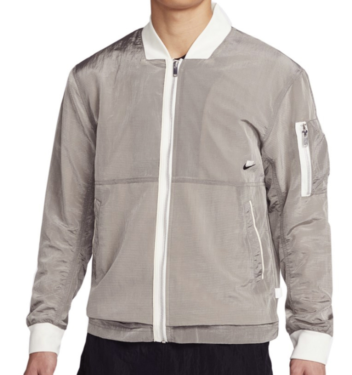 Szara męska kurtka Nike Bomber Jacket Sportswear Style Essentials DM6698-104 S przód z pełnym zamkiem