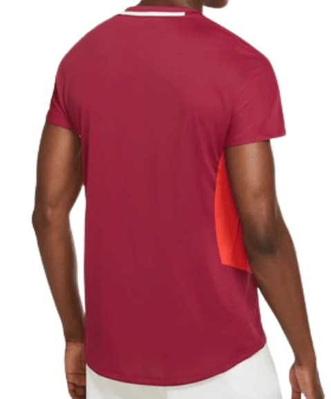 Czerwona męska koszulka Nike Court Dri-FIT Slam DD8307-690 XS detal siateczkowych paneli