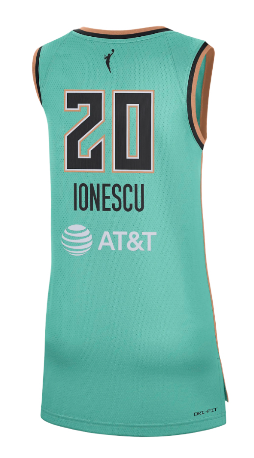 Zielony damski top Nike WNBA Sabrina Ionescu DJ4576-302 L tył z prążkowanym dekoltem