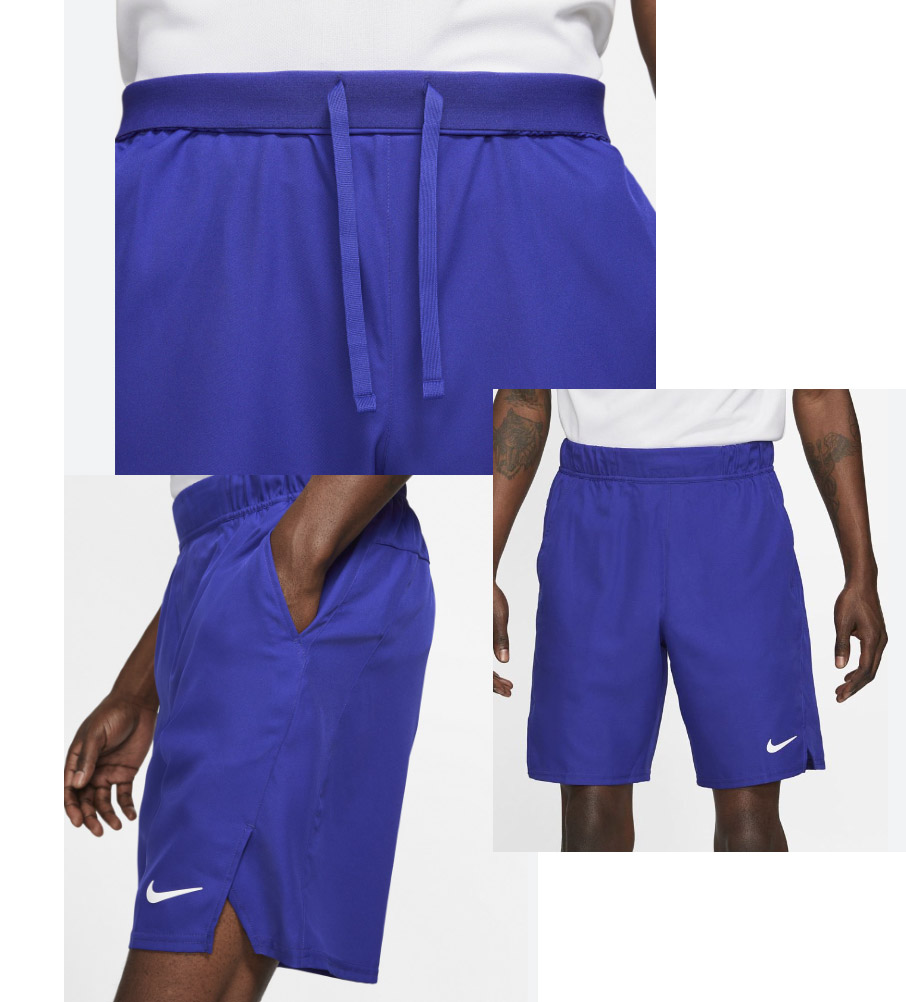 Niebieskie męskie spodenki Nike Court Victory CV2545-471 rozmiar S przód z logo na nogawce