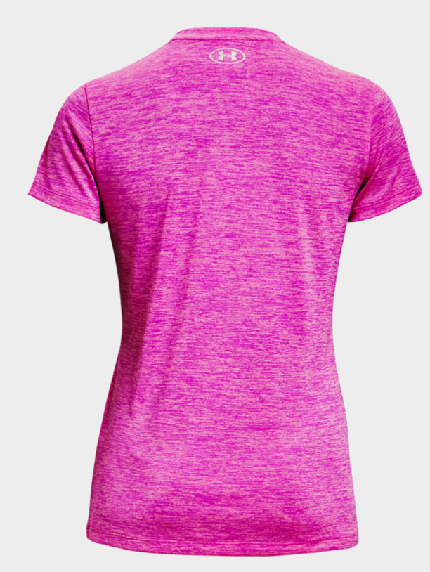 Różowy damski t-shirt Under Armour Twisted Tech 1258568660 SM przód z dekoltem w kształcie V