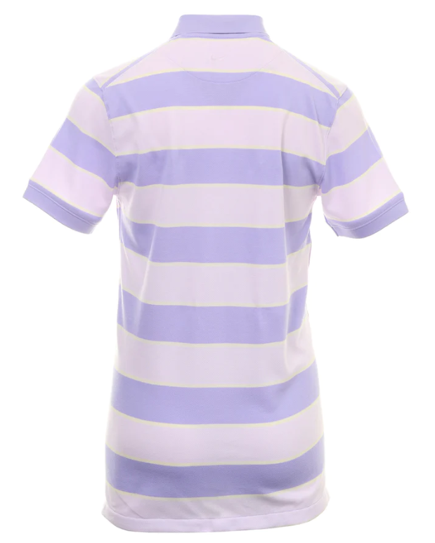 Koszulka polo męska Nike DH0903580 M w fioletowo-białe pasy bok z technologią Dri-FIT
