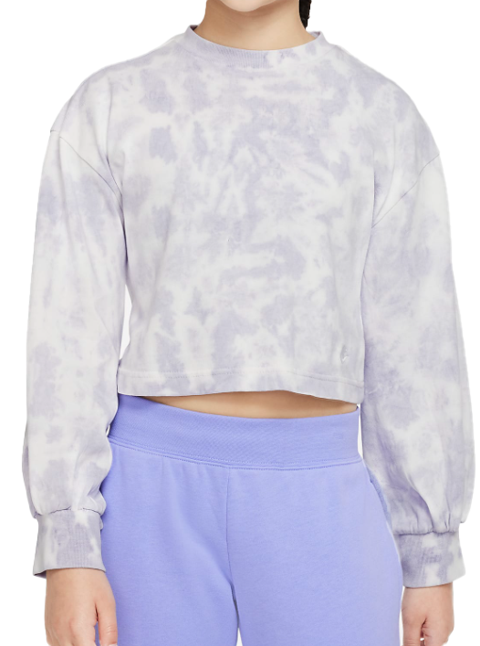 Jasnoszara bluzka dziewczęca Nike Sportswear DQ8871-569 M z jasnofioletowymi wzorami