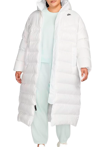 Biała damska kurtka parka Nike Sportswear Therma-FIT City DM0692-100 3X przód z zamkiem full zip