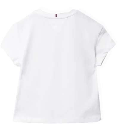 Biała koszulka dziewczęca Tommy Hilfiger KG0KG06172 104 cm detal z kwiatowym haftem