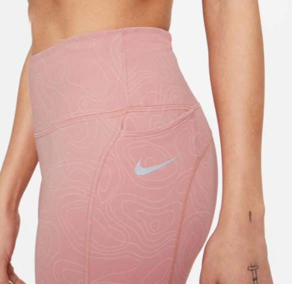 Damskie pomarańczowe legginsy Nike Epic Fast DA1250-685 XXS przód z odblaskowymi detalami