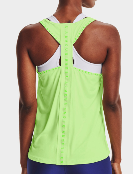 Zielony damski top Under Armour Knockout 1351596-162 SM tył z ukształtowanym dołem