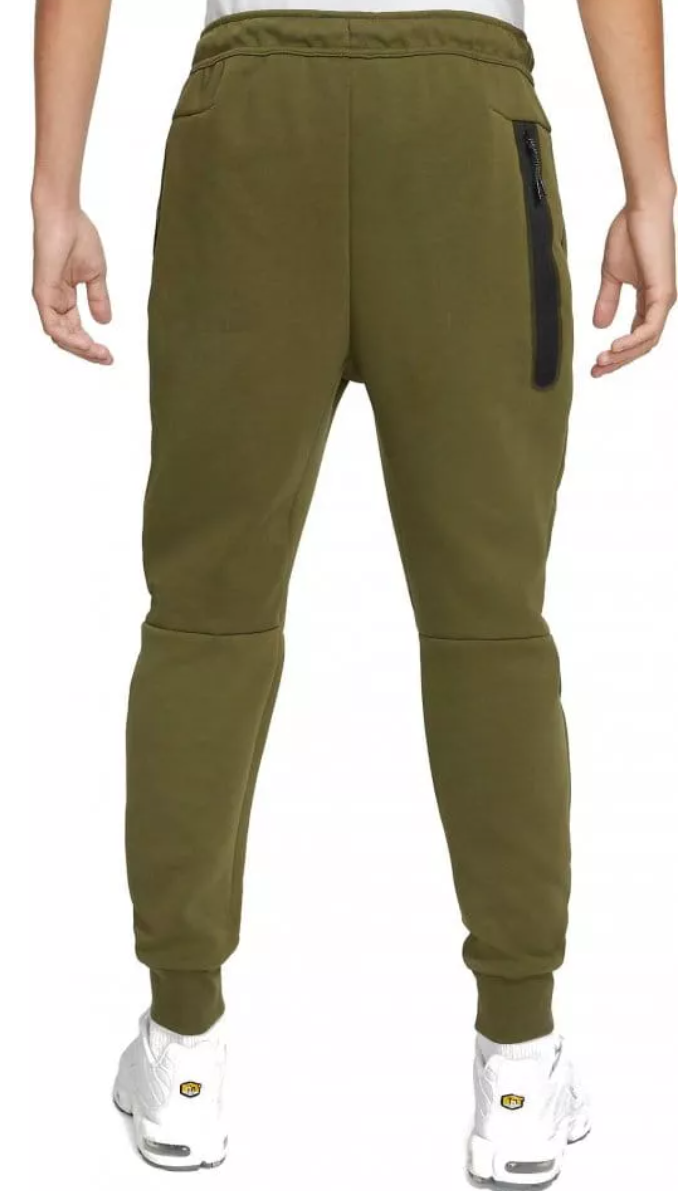 Boczny widok khaki męskich spodni Nike Sportswear Tech Fleece CU4495-326 S ze ściągaczami