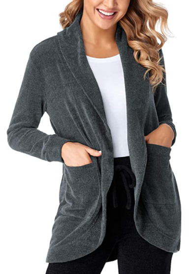 Szary damski sweter termiczny Sevego M przód z szalowym kołnierzem