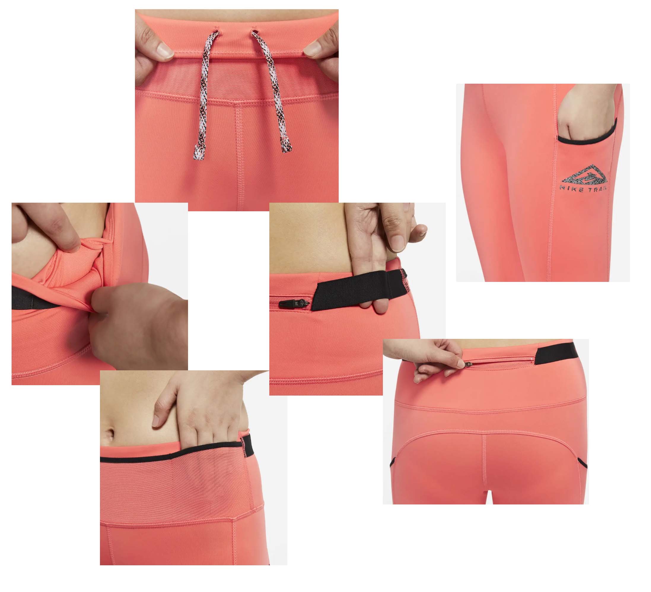 Damskie legginsy Nike Trail Running Epic Luxe Reflective pomarańczowe S przód