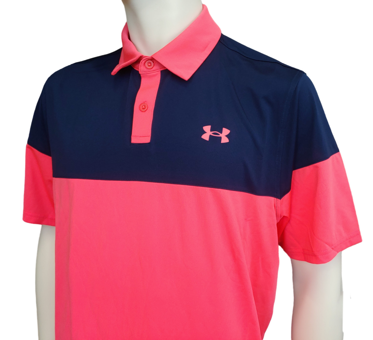 Różowa koszulka polo męska Under Armour 1361825683 L bok z technologią HeatGear