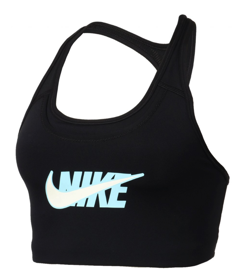 Czarny stanik sportowy Nike DD1470-010 S przód z logo Swoosh Icon Clash