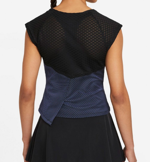 Granatowo-czarny t-shirt tenisowy Nike Court Dri-FIT ADV XS bok