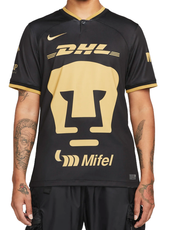 Czarna męska koszulka Nike Unam Pumas 2022/2023 DO8334-011 S przód z logo klubu