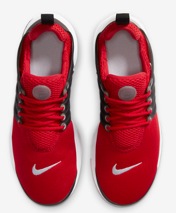 Czerwono-czarne młodzieżowe sneakersy Nike Presto GS 833875-600 r. 37,5 bok z białą podeszwą