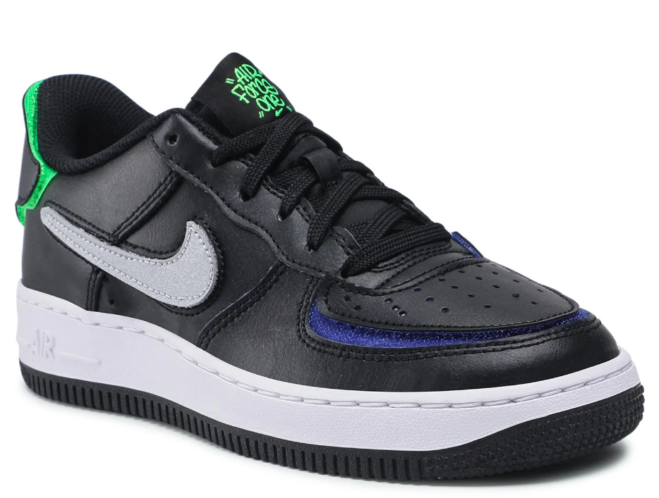 Czarne młodzieżowe sneakersy Nike Air Force 1 GS DH7341-001 r. 36,5 z personalizowanymi akcentami