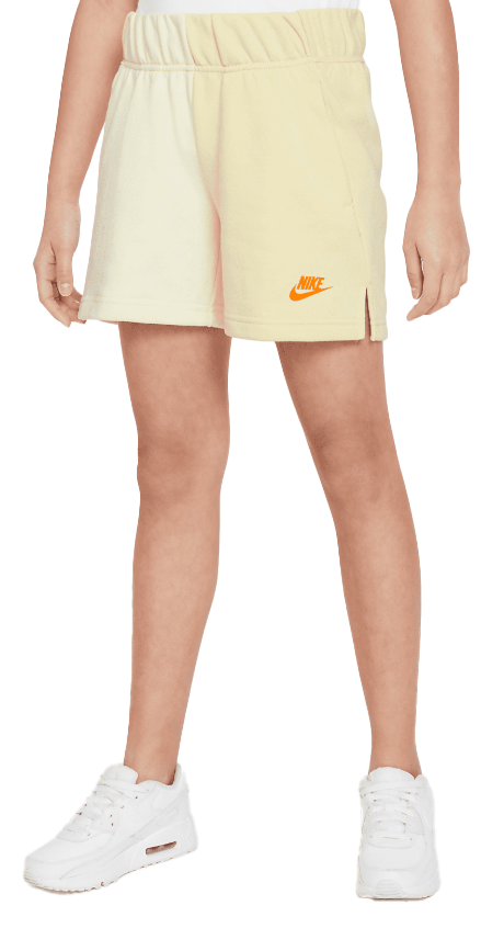 Żółte spodenki dziewczęce Nike Sportswear Colour Block DJ4016-113 XL z elastycznym pasem