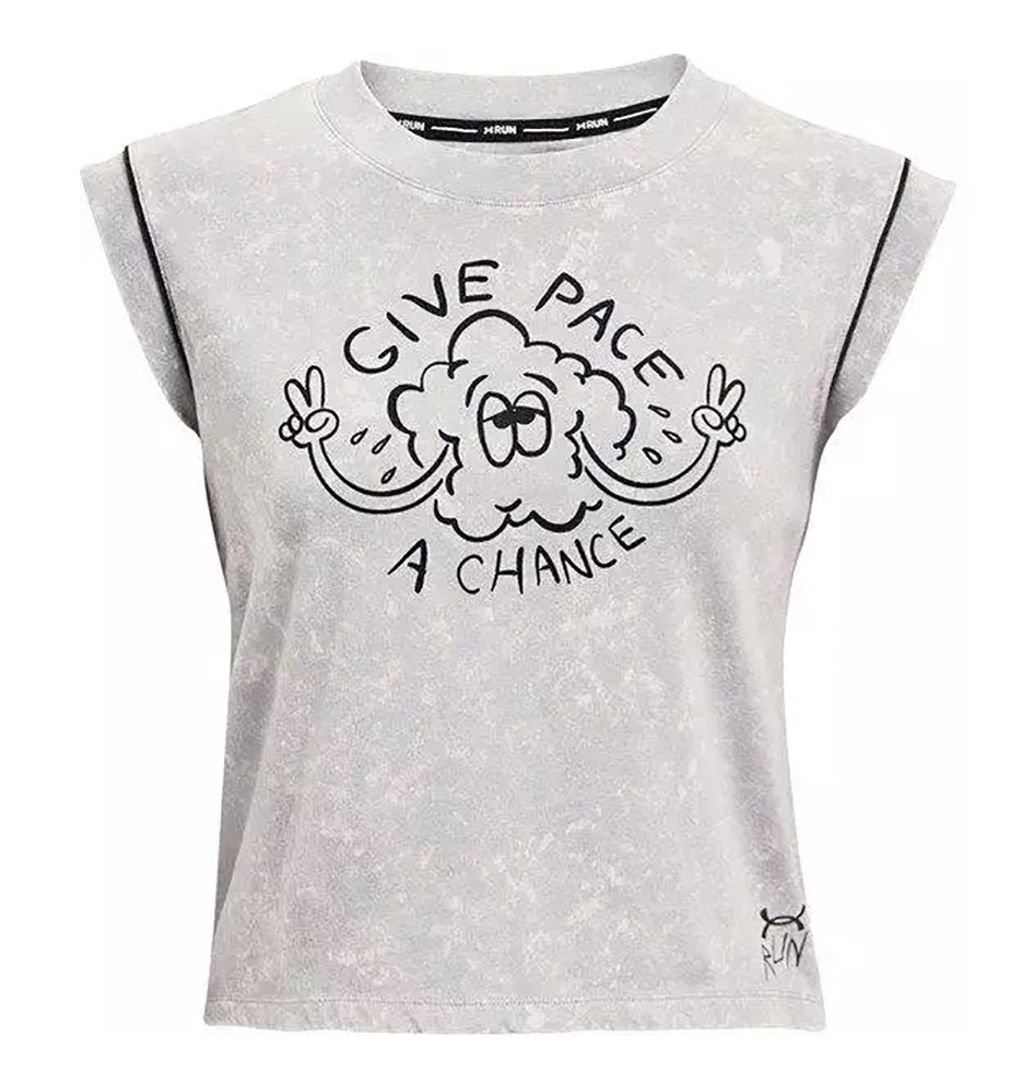 Szary tank top męski Under Armour 1361377014 SM przód z napisem Give Pace a Chance