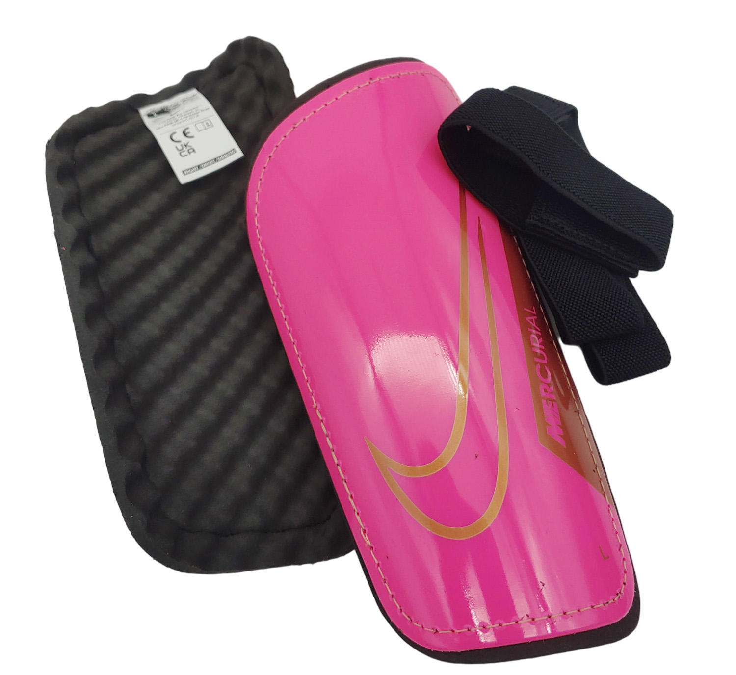 Różowe ochraniacze piłkarskie Nike Mercurial Hard Shell DN3614600 rozmiar L z twardą skorupą