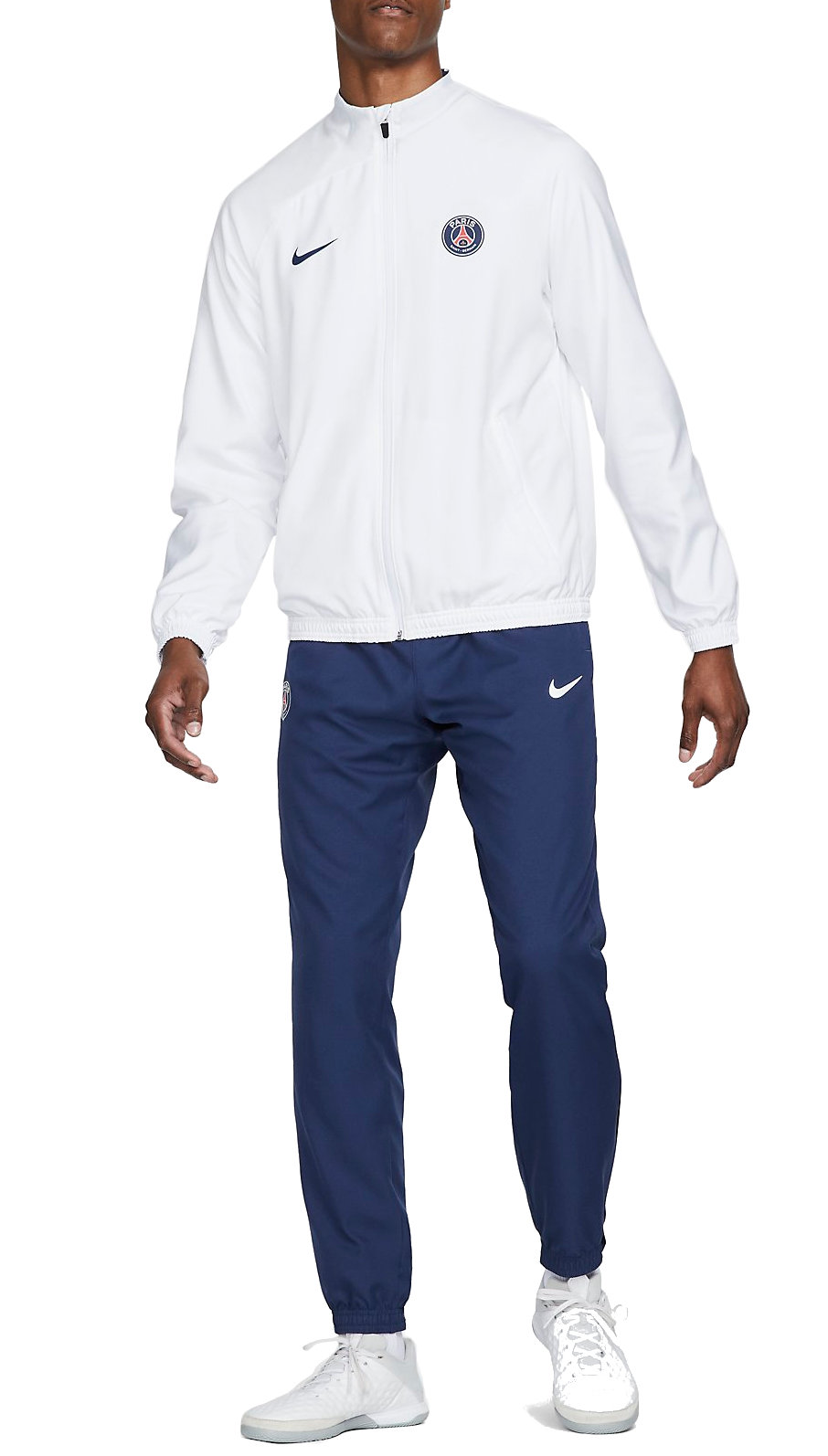 Biały i granatowy dres męski Nike Jordan PSG Strike S przód
