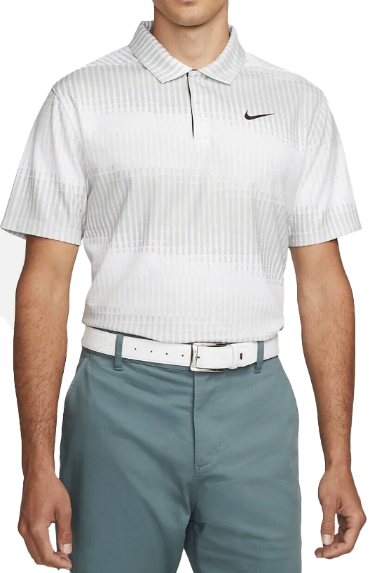 Męska szara koszulka Nike Polo ADV Tiger Woods DN2237100 S przód z zapięciem na zatrzaski