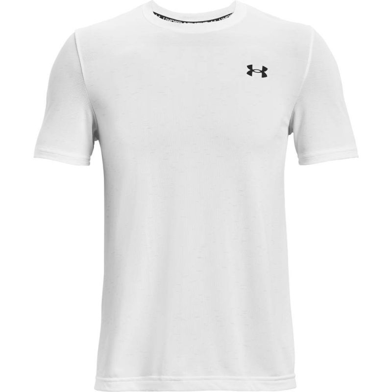 Biała męska koszulka Under Armour HeatGear Seamless 1361131-100 L detal elastycznego materiału