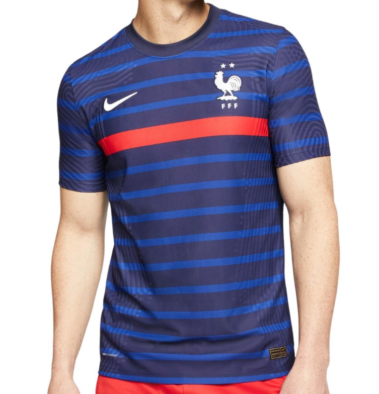 Niebieska koszulka męska Nike CD0586-498 XL przód z czerwonym paskiem