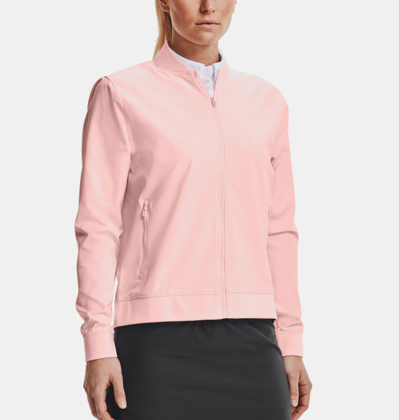Różowa kurtka damska Under Armour 1362109-658 SM przód w stylu bomber