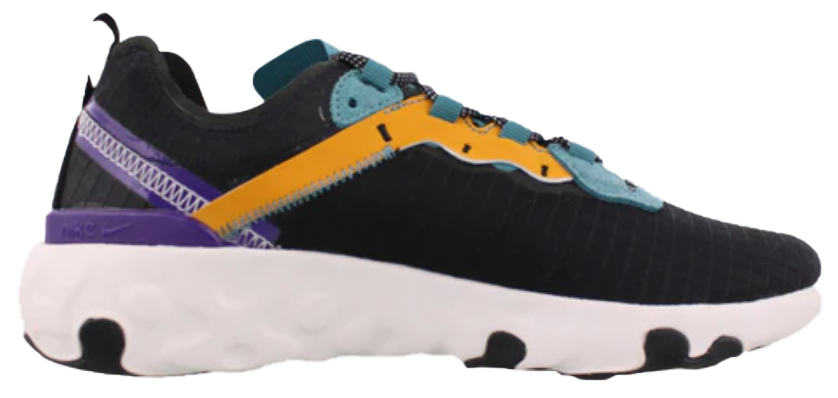 Czarne z fioletowymi i pomarańczowymi elementami młodzieżowe sneakersy Nike Renew Element 55 PRM GS CU0851-002 r. 36 bok z pianką