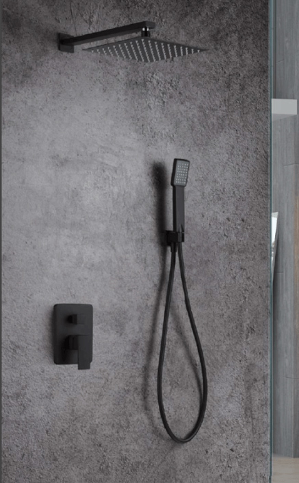 Czarny podtynkowy zestaw prysznicowy Imex Dublin GPE006/BL 25 cm