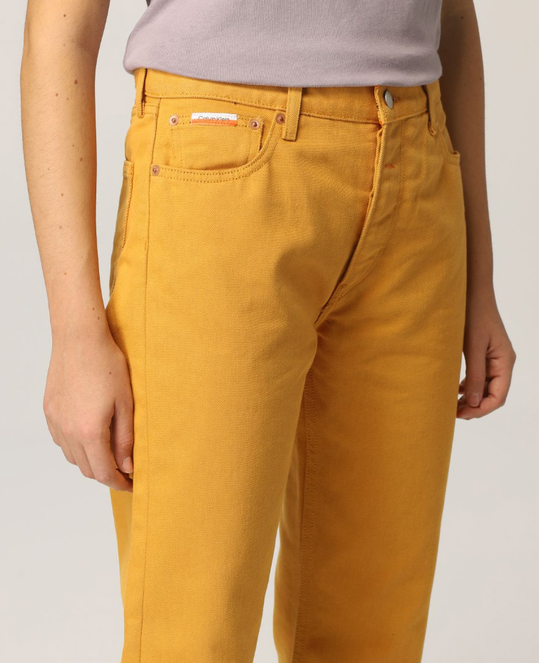 Spodnie damskie Calvin Klein Fit Jean 24 żółte bok