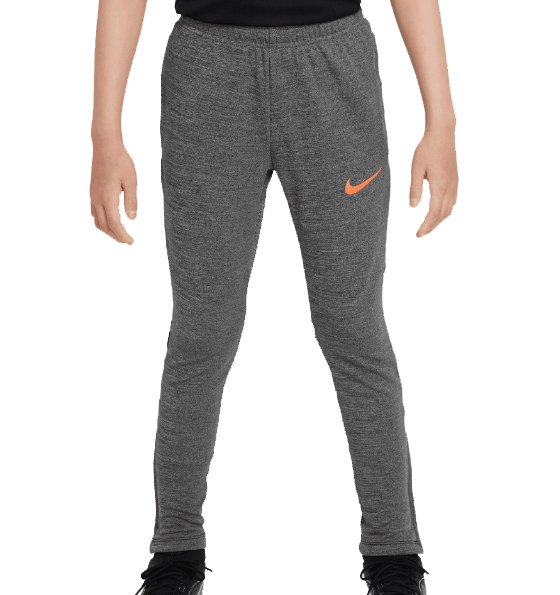 Ciemnoszare spodnie junior Nike Dri-FIT Academy DQ8902010 S z pomarańczowym logo Nike