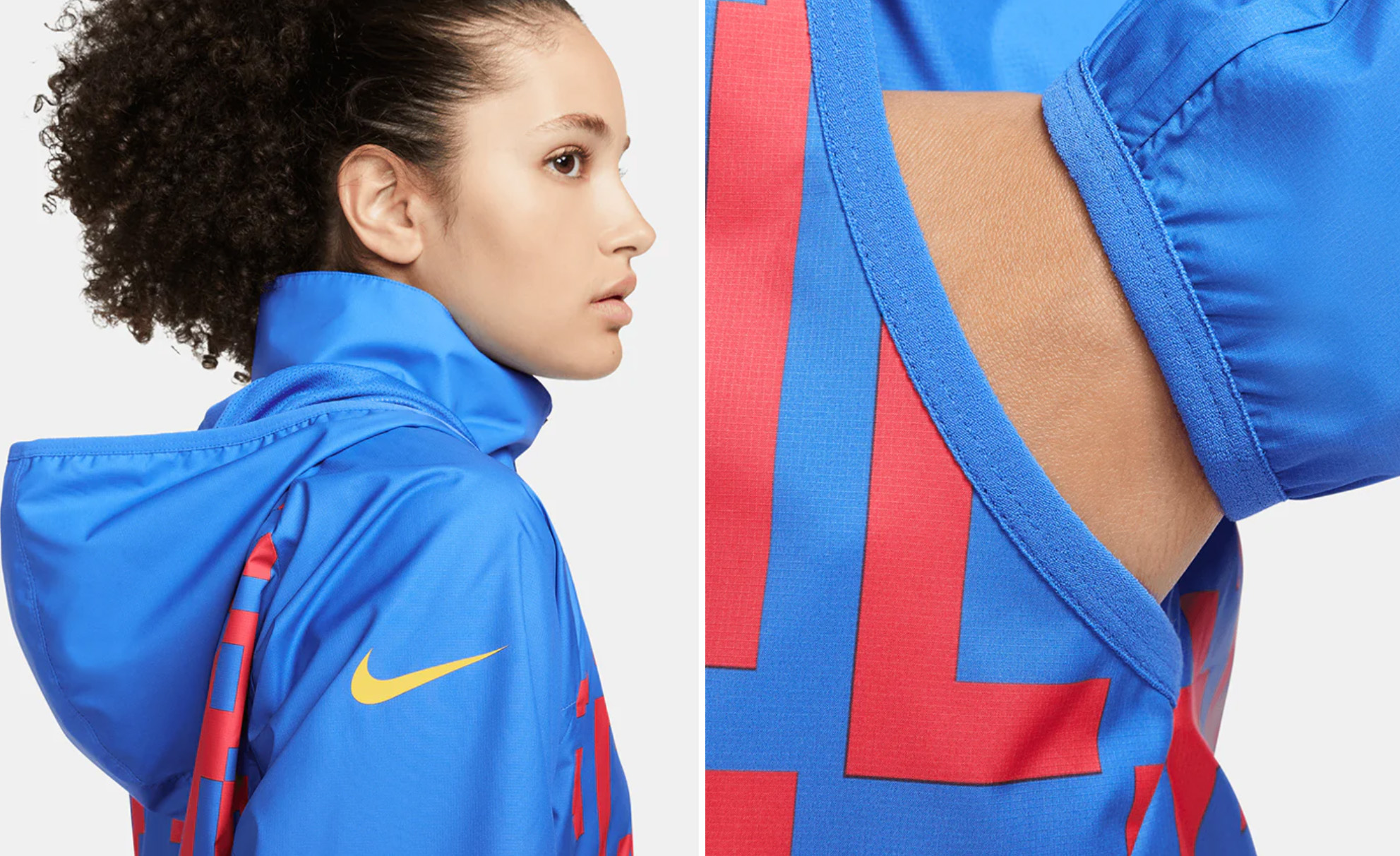 Kurtka damska Nike FC Barcelona wiatrówka niebieska XS bok