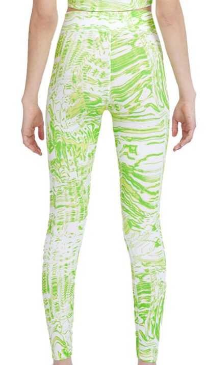 Multikolorowe legginsy Nike High Waisted Dance Zielone XS – Widok szczegółów