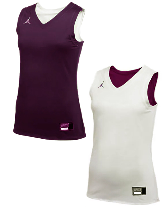 Damska koszulka Nike Air Jordan Dri-FIT Bordowo-Biała L – Widok bordowy