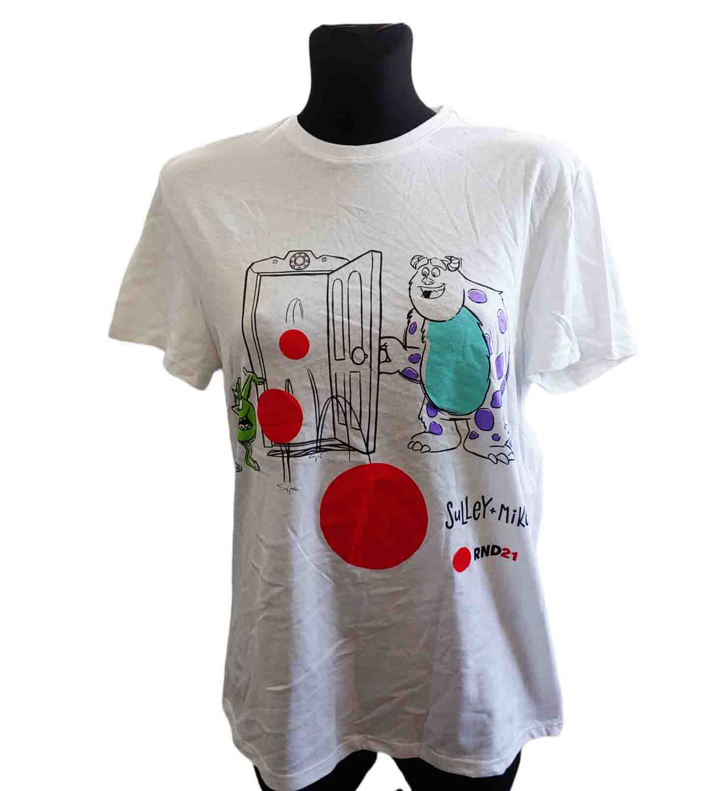 Biała koszulka damska Disney XS z nadrukiem Sulley i Mike przód