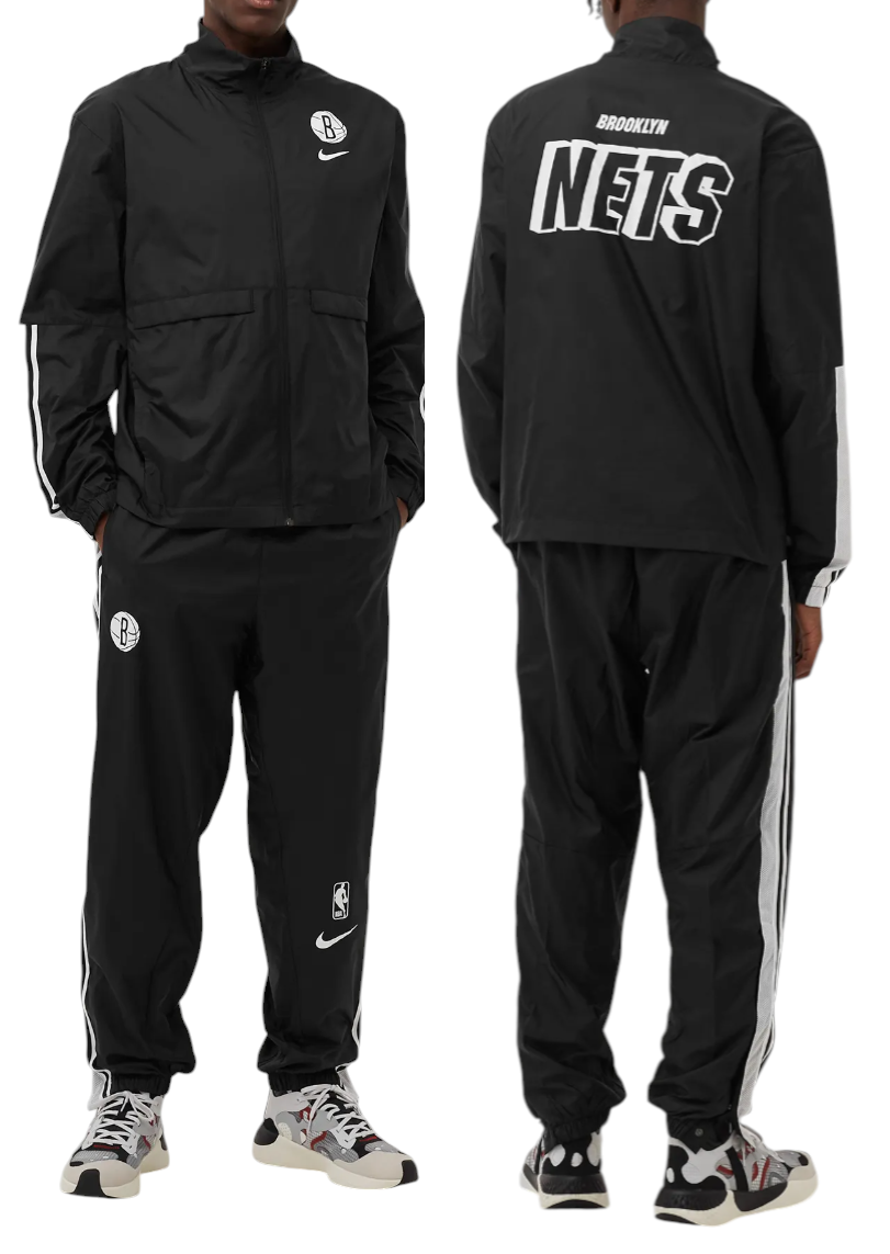 Czarny męski komplet dres Nike NBA Brooklyn Nets DN8736-010 M przód z kurtką na suwak