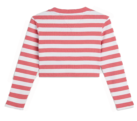 Czerwono-biała bluzka dziecięca Tommy Hilfiger KG0KG06317XIW 104 z długim rękawem