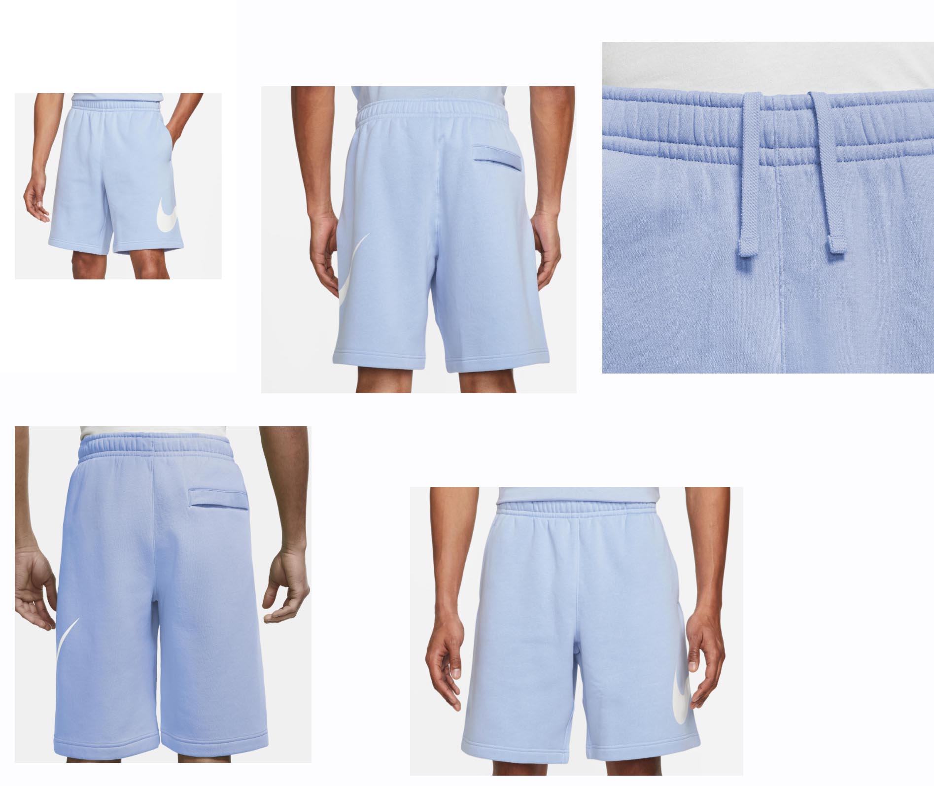 Boczny widok niebieskich męskich spodenek Nike Sportswear Club Logo BV2721-548 M z kieszeniami