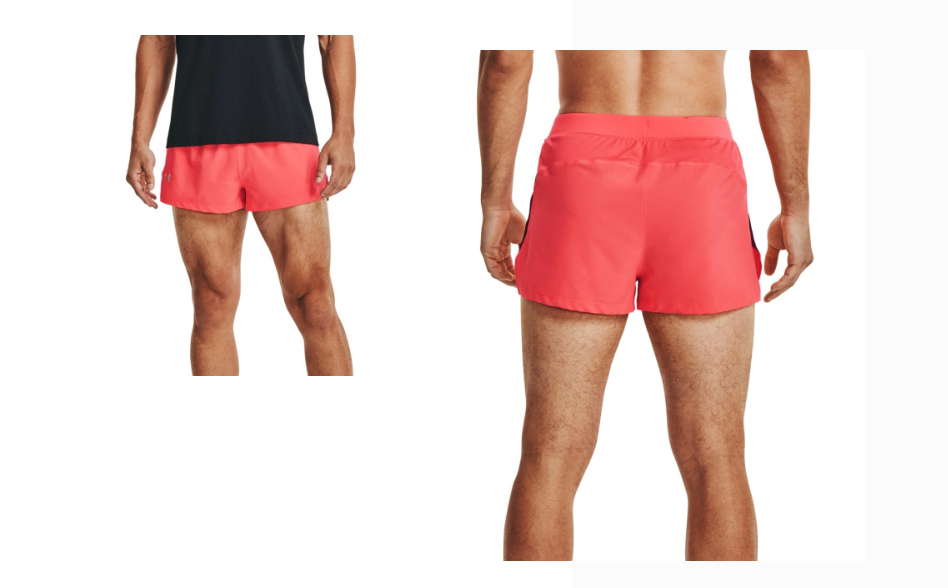 Pomarańczowe męskie spodenki Under Armour Fitted HeatGear 1361491690 L detal kieszeni i siatki