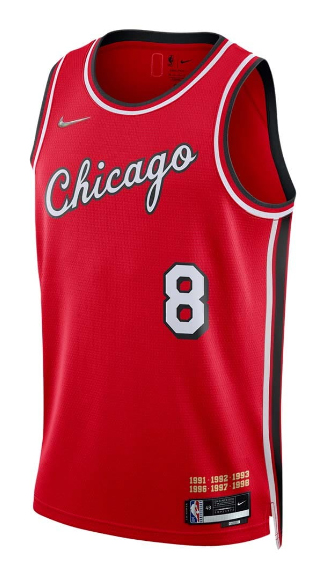 Czerwona koszulka NBA Chicago Bulls Zach LaVine DB4021657 S City Edition