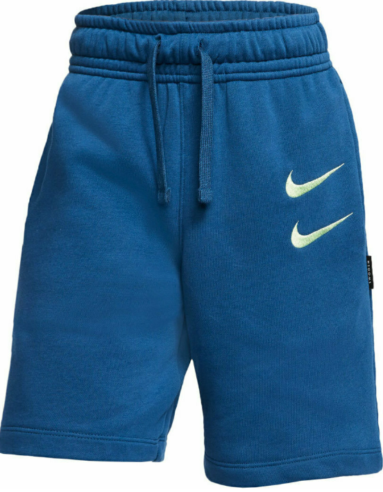 Boczny widok niebieskich junior spodenek Nike Sportswear CW1026-499 S dla chłopców z kieszeniami