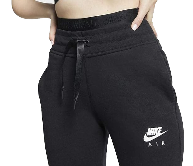 Czarne spodnie dresowe damskie Nike CN7087-010 S bok z logo Nike