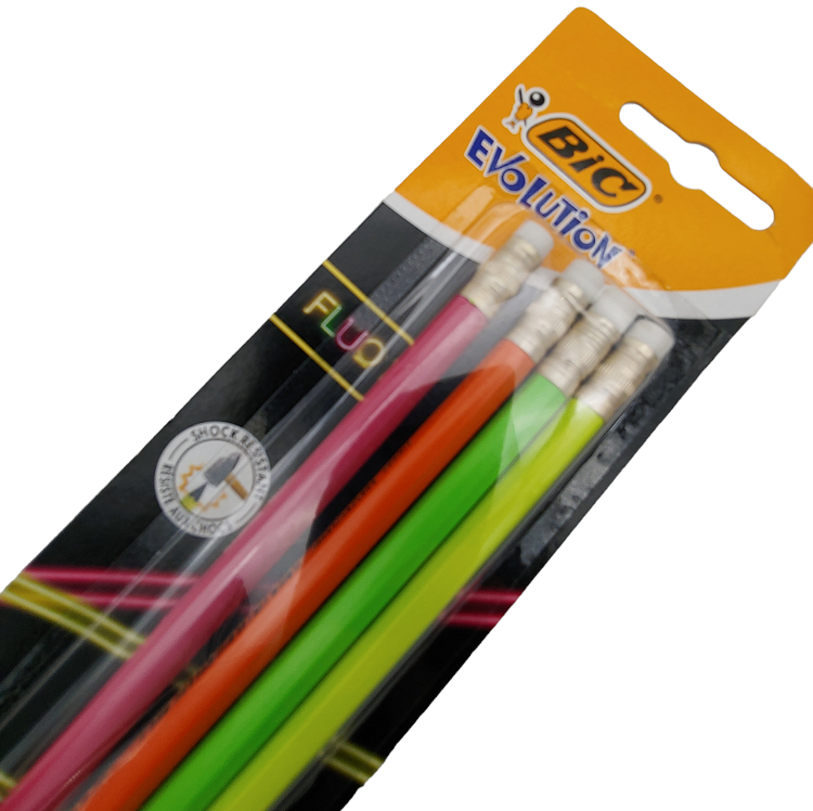 BIC Evolution Fluo ołówki HB 4 szt. z gumką detal